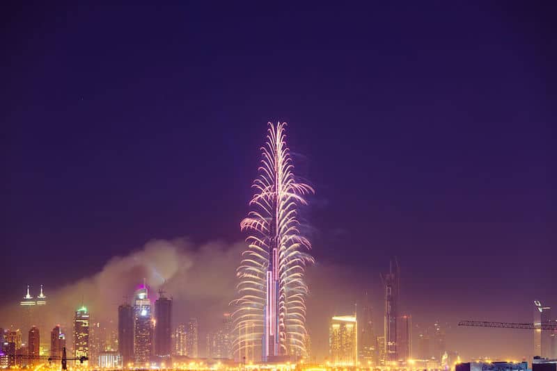 Fuochi d'artificio Capodanno a Dubai