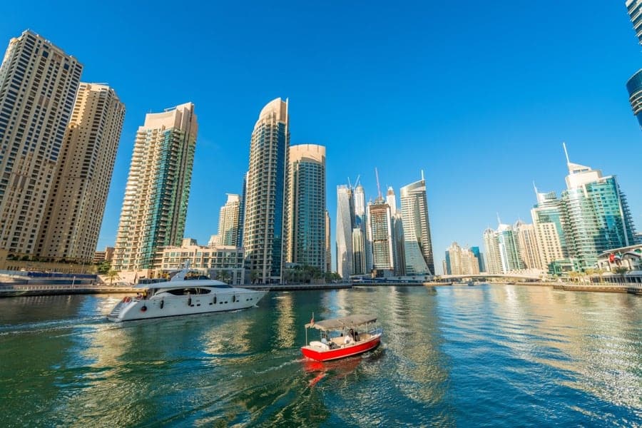 I canali d'acqua nella zona di Dubai Marina