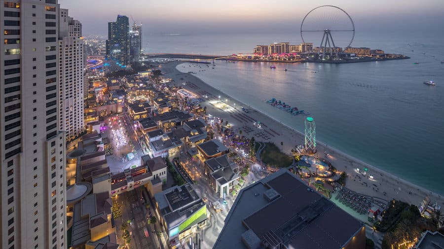 La zona di The Walk a Jumeirah Beach Resident, Dubai Marina