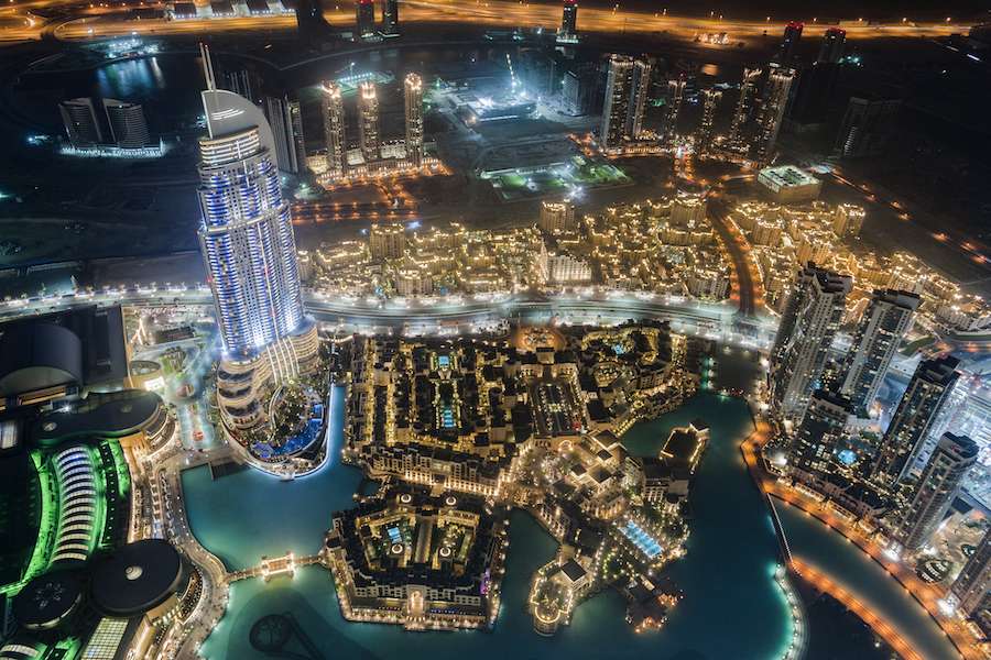 La bellissima vista di notte dal Burj Khalifa